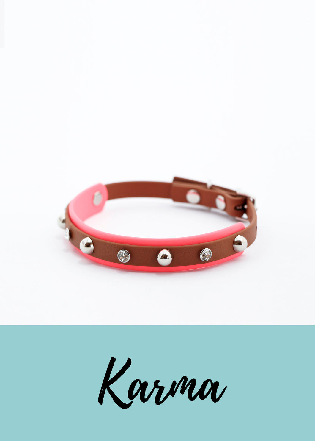 Pembe taşlı küçük köpek boyun tasmaları su itici - Biothane dog collars